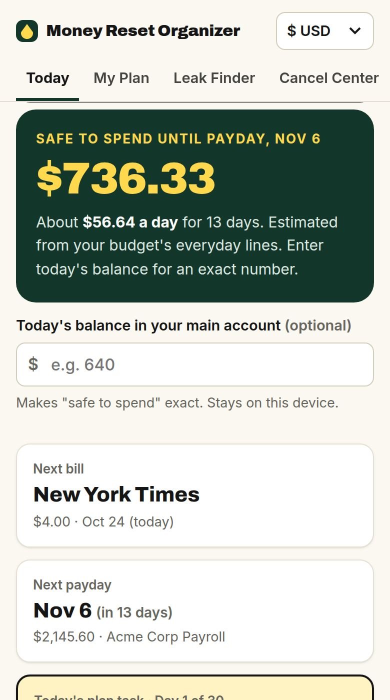 Safe to spend until payday